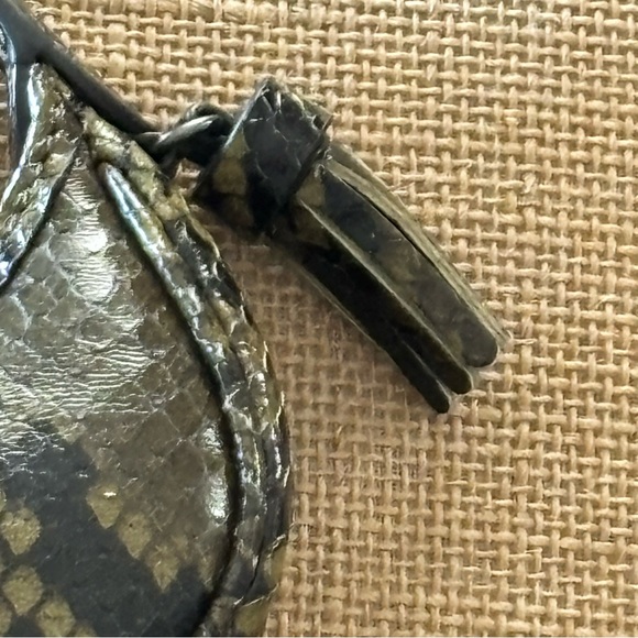 Brand New with Tags Coach Carmen Bag Charm in Snake Print (Gunmetal/Olive) - Picture 4 of 6